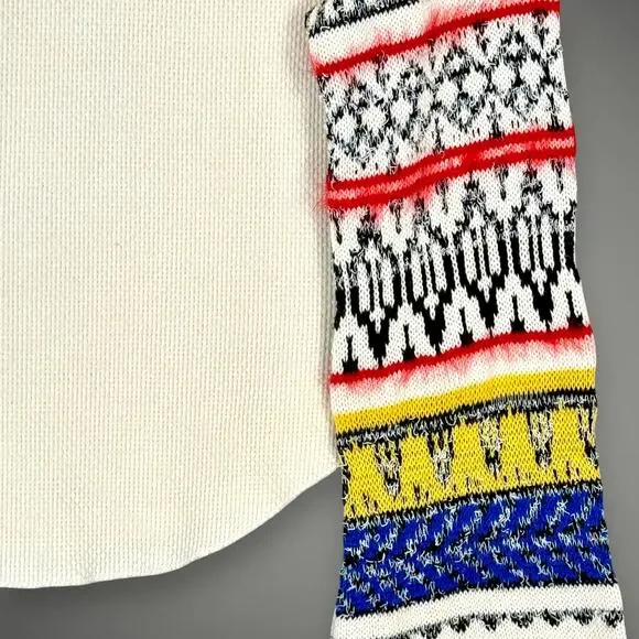 Free People Fairground Thermal Folk Boho Cream Long Bell Statement Sleeve Top XS - Picture 5 of 10